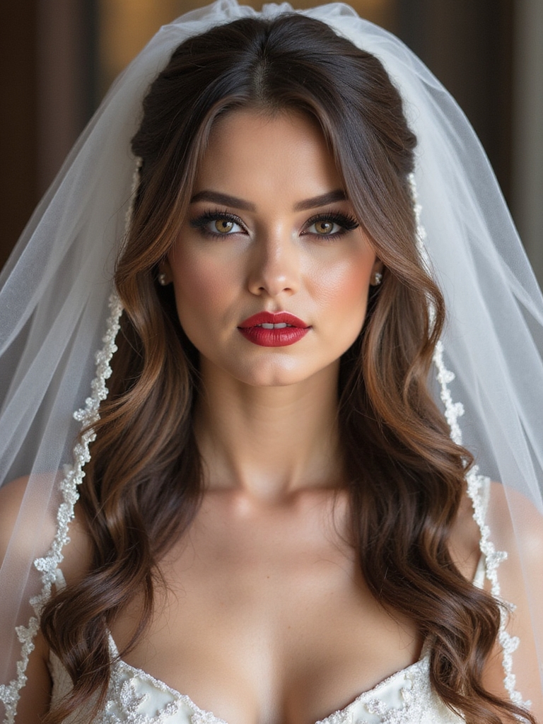 romantic long veil hairstyles