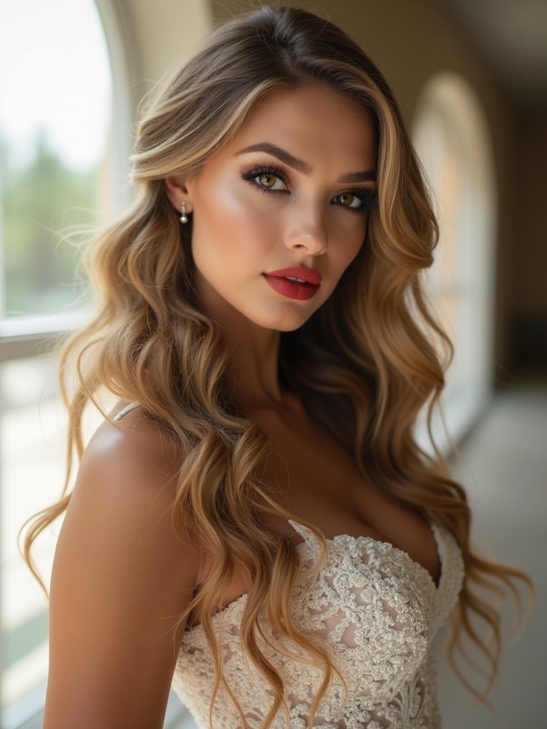 romantic loose waves with braids