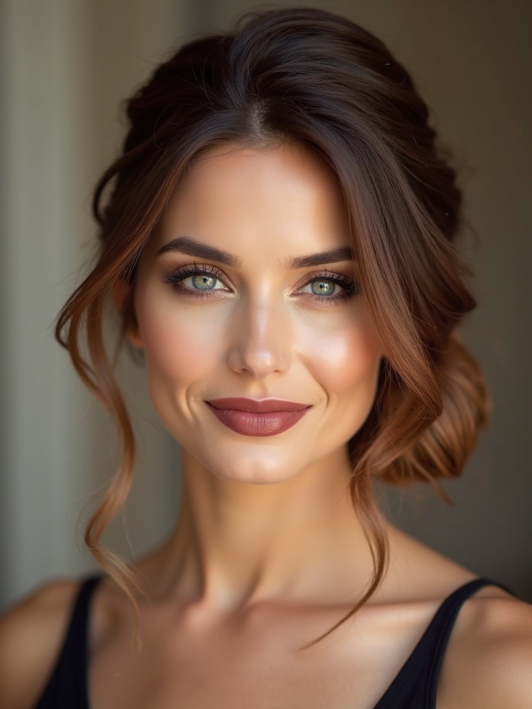 romantic low chignon with tendrils