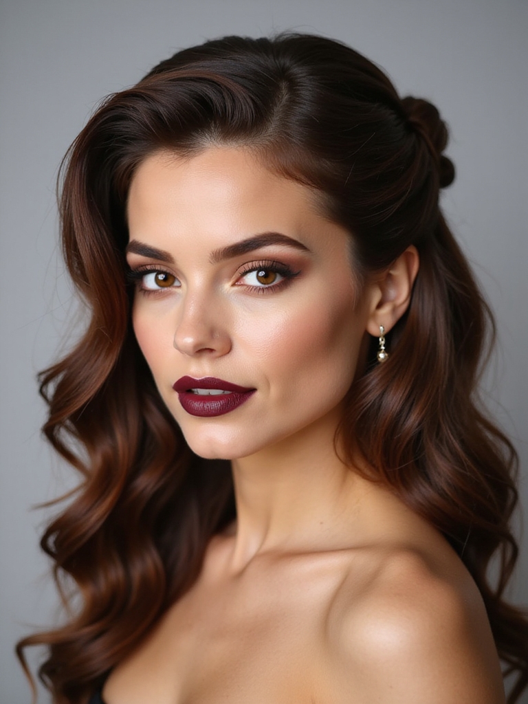 romantic twisted half up curls