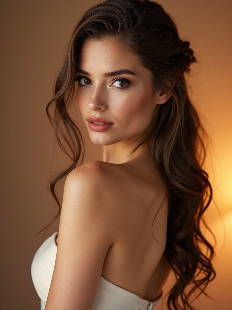 romantic twisted half up waves