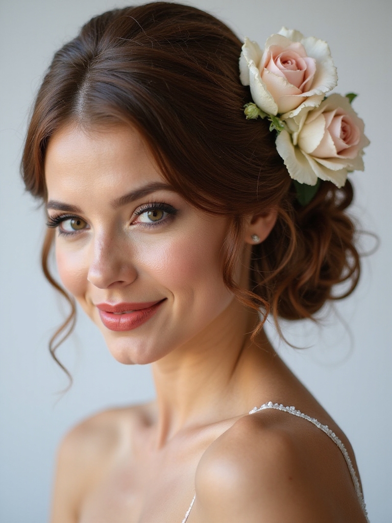romantic updo with flowers