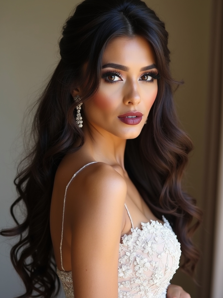 romantic voluminous half up hairstyle