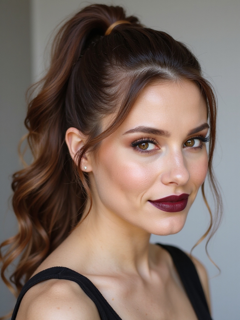 romantic voluminous mid height pony
