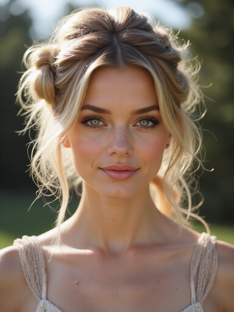 rustic whimsical braided floral buns