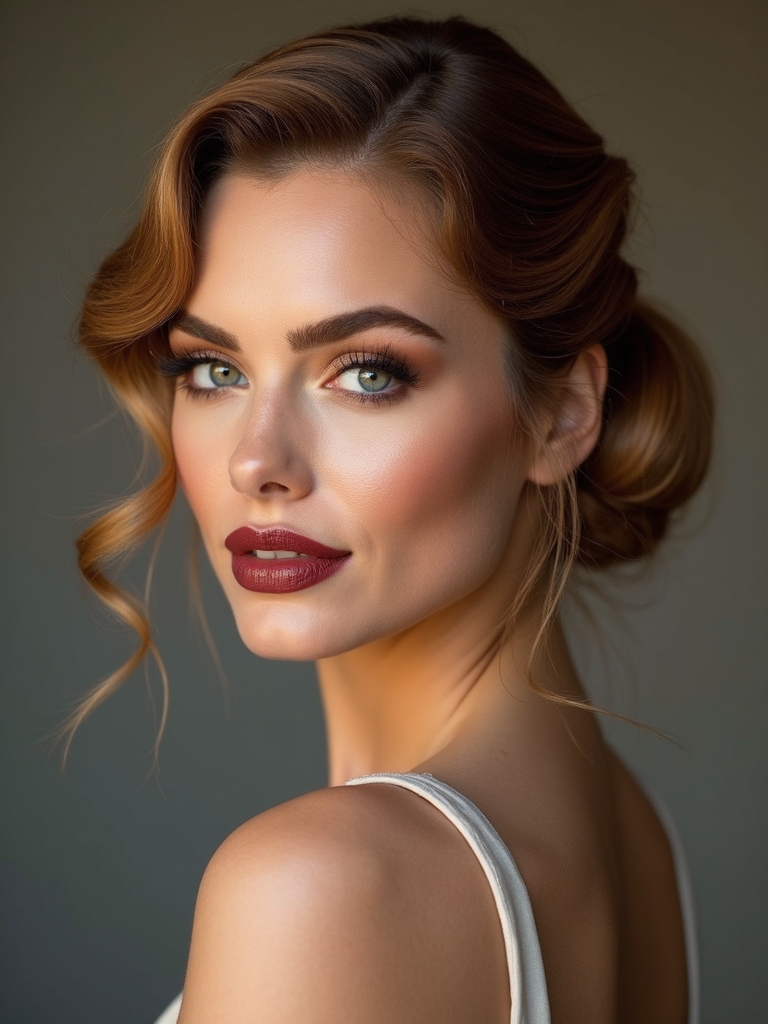 s shaped finger waves low bun