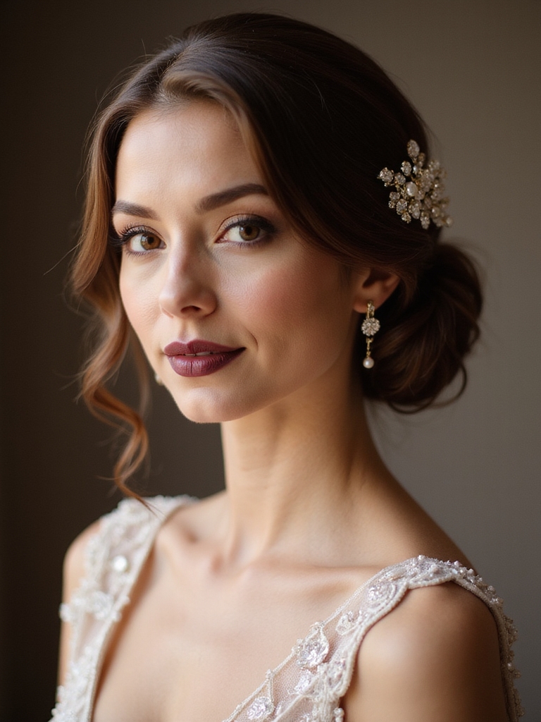 sculpted side part with sparkle