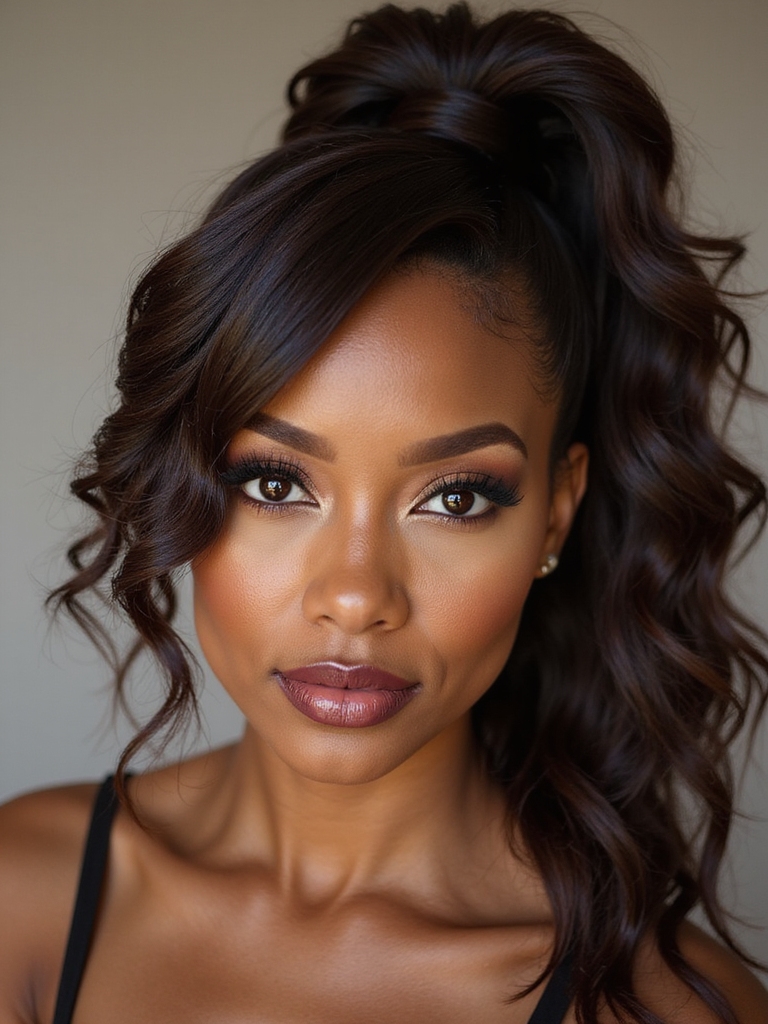 sculpted voluminous sleek high ponytail