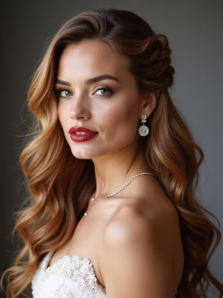 showcasing long wedding hair