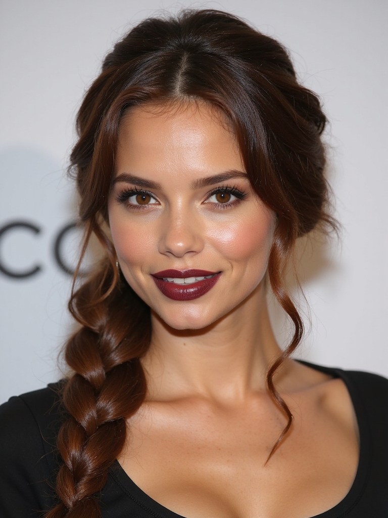 side swept braided low bun
