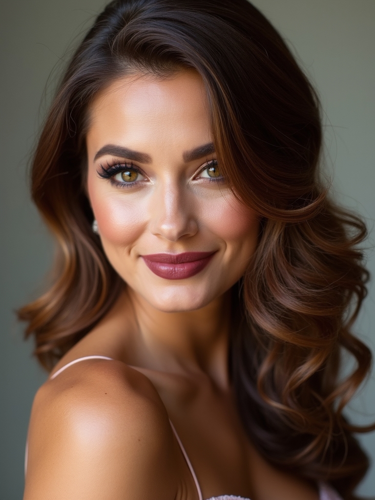 side swept glossy romantic curls