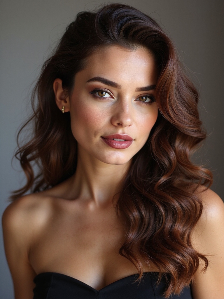 side swept glossy romantic curls