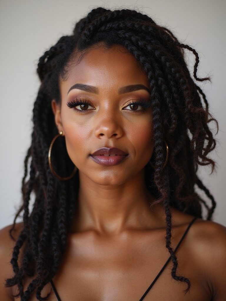 side swept sparkling faux locs