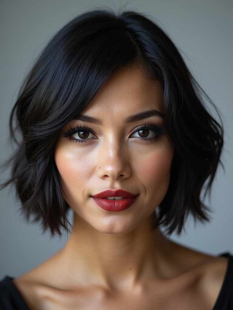 sleek asymmetrical polished bob