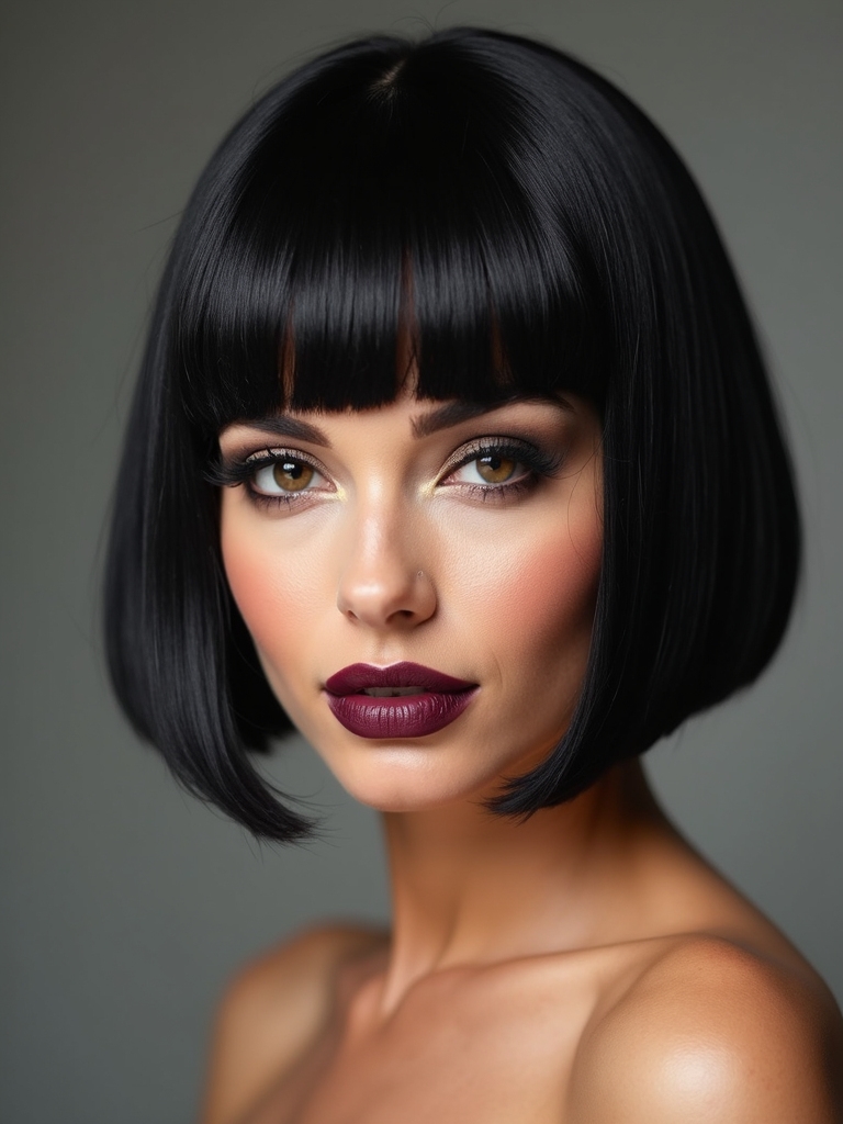 sleek blunt bob deep side