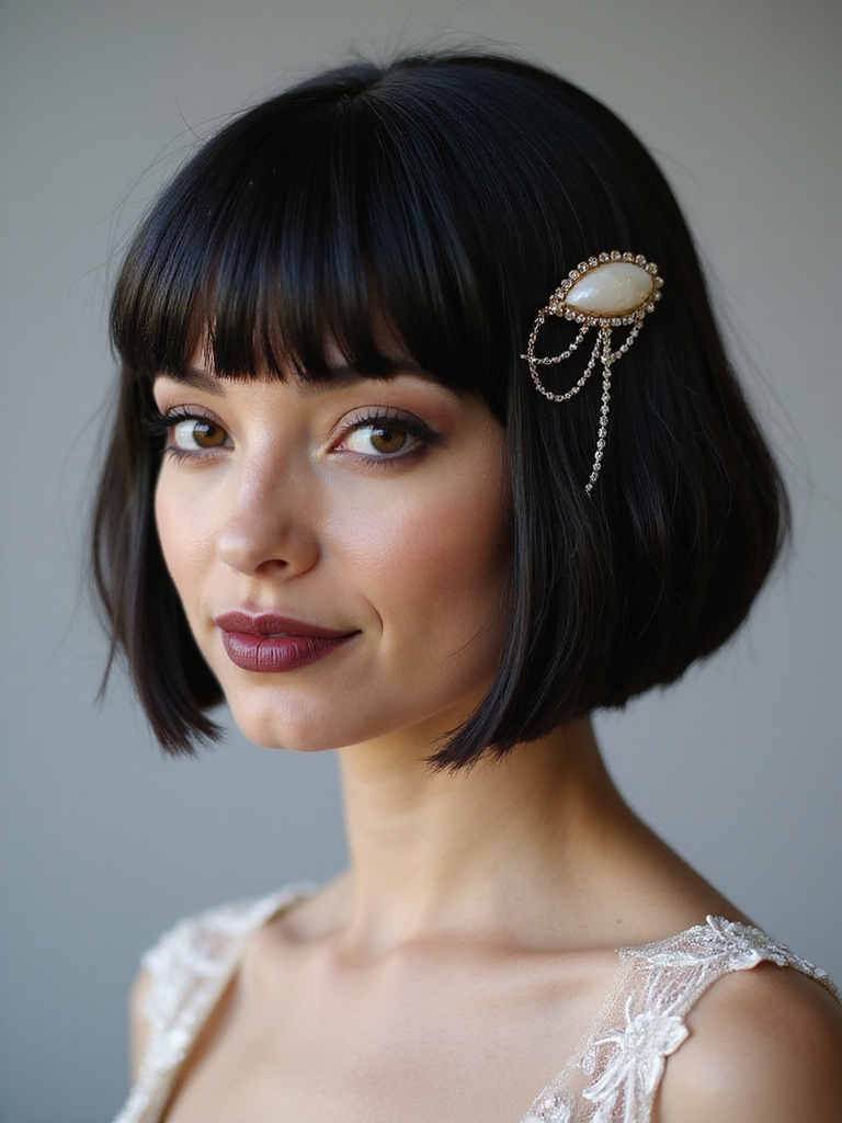 sleek bob with accessories