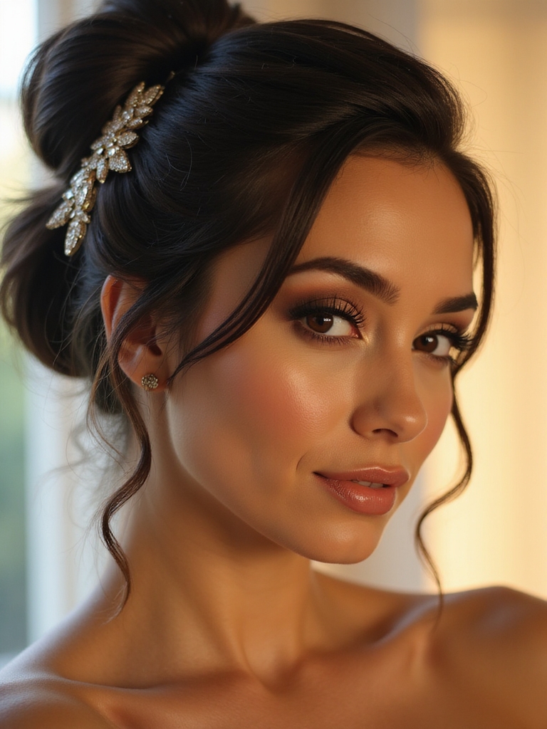sleek braided low bun