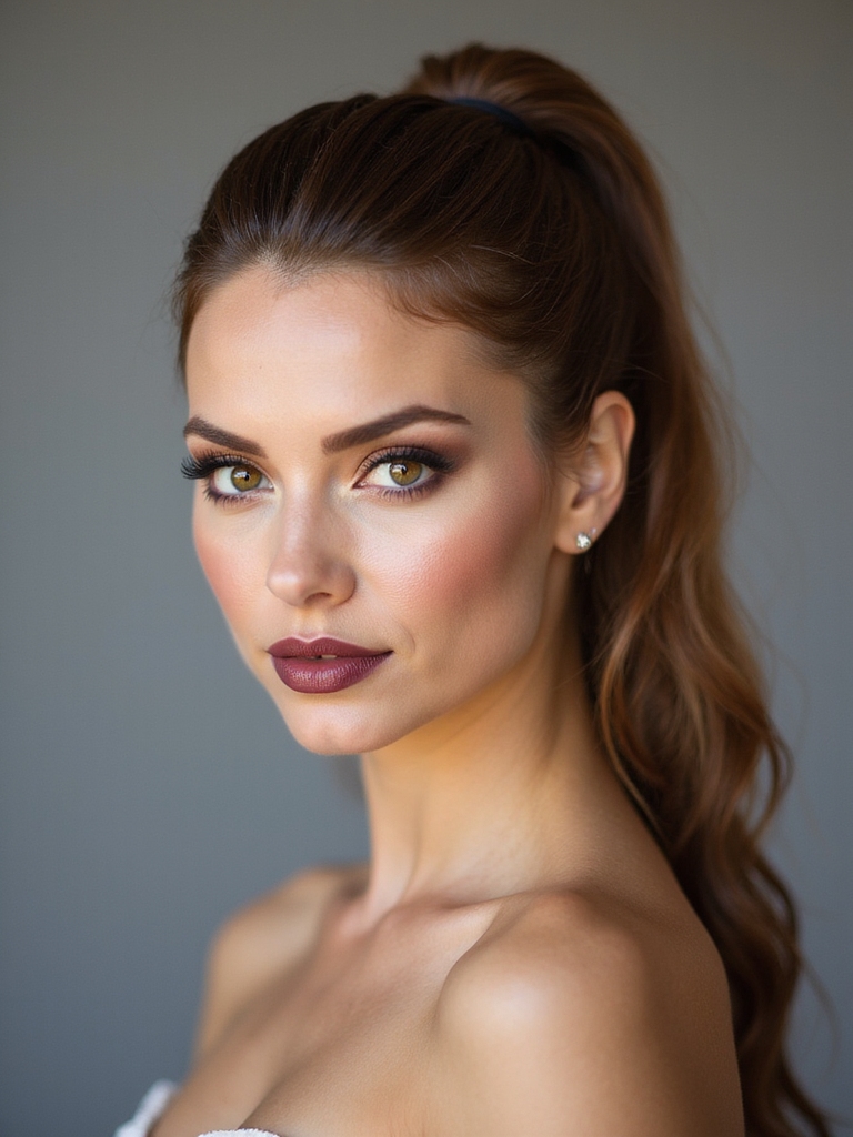 sleek bridal high ponytail