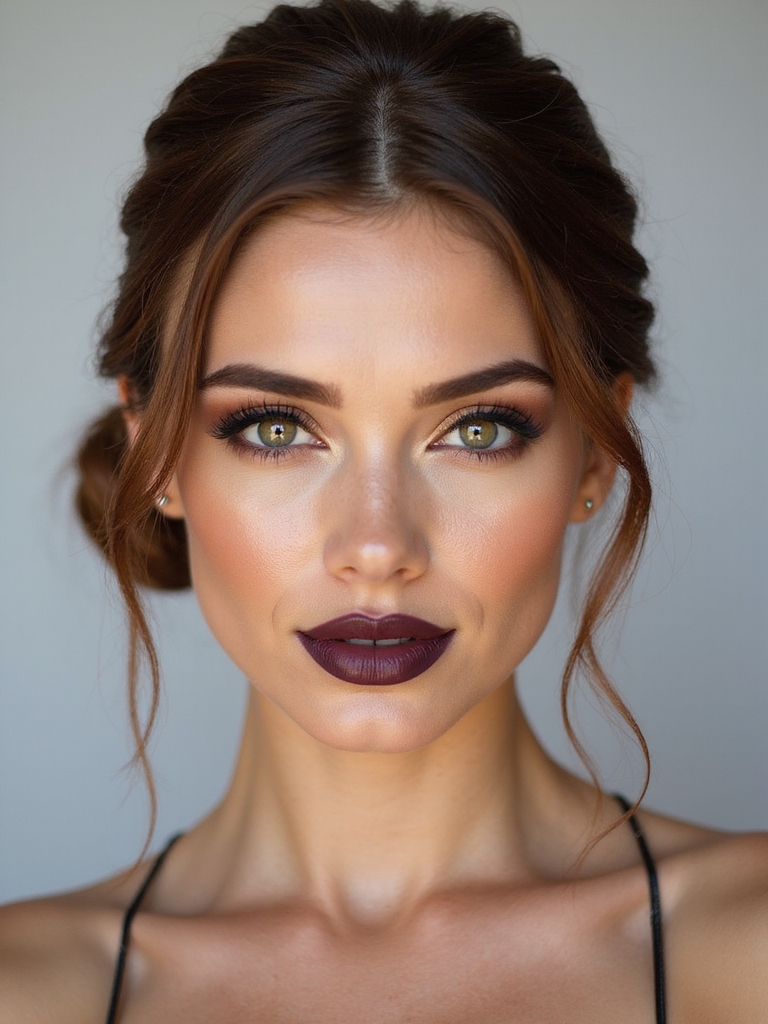 sleek bun with center part