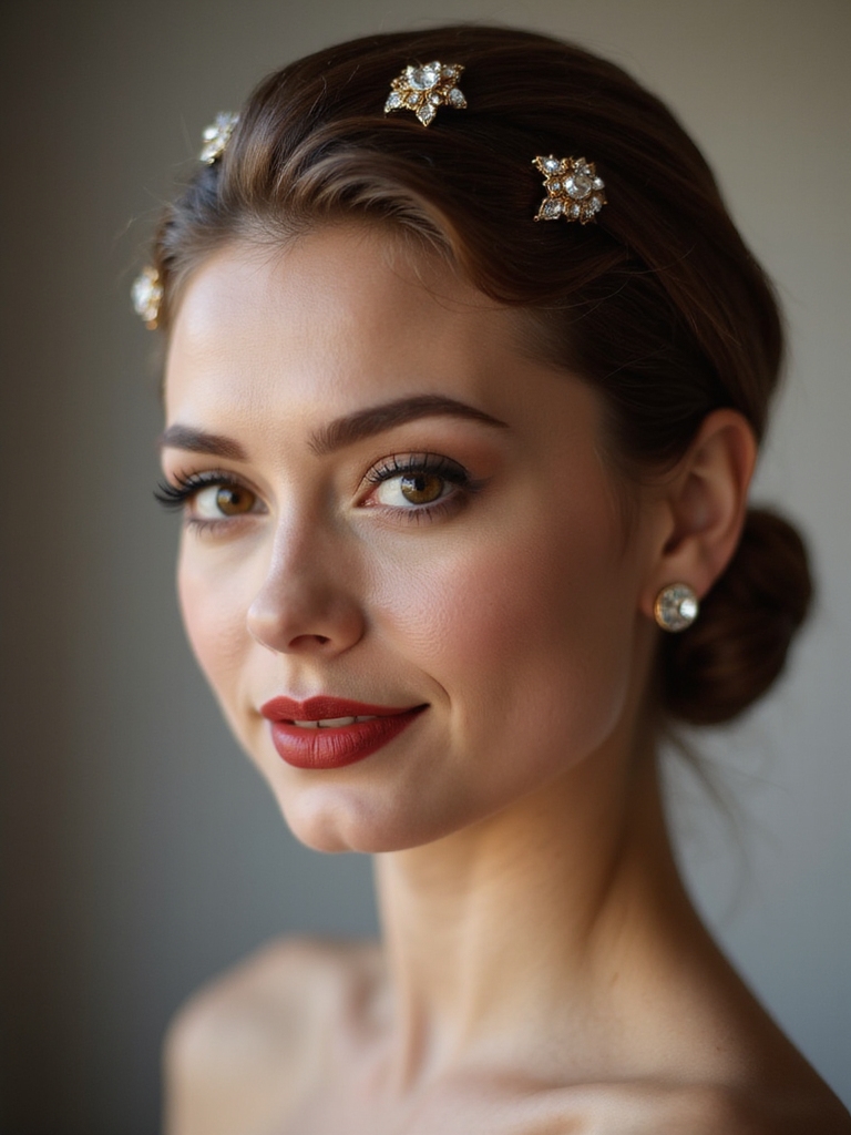 sleek bun with jewels