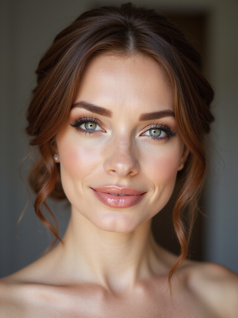 sleek center part low bun