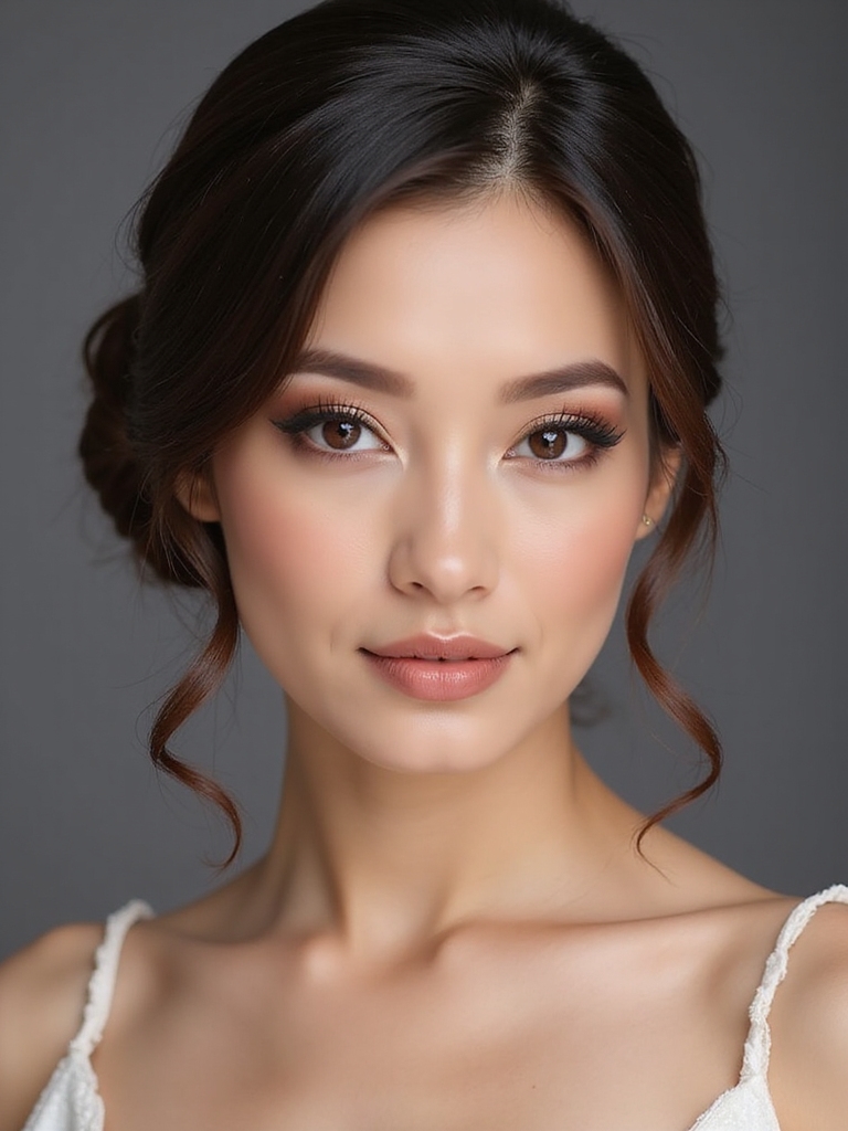 sleek center part low bun