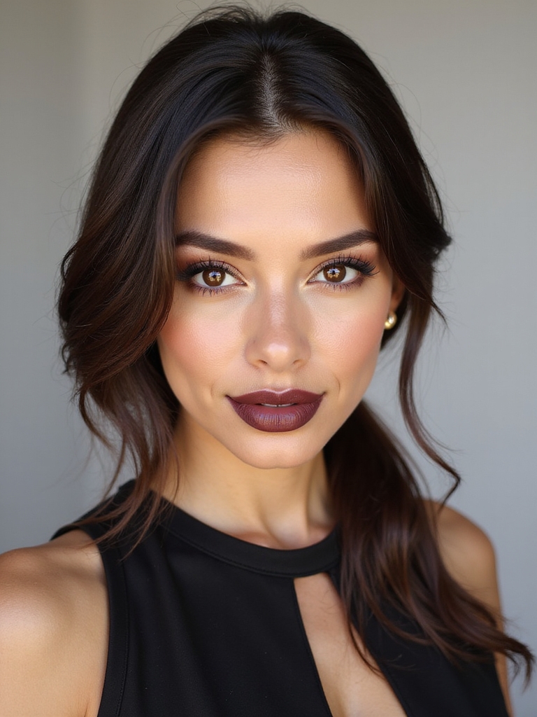 sleek center part low ponytail