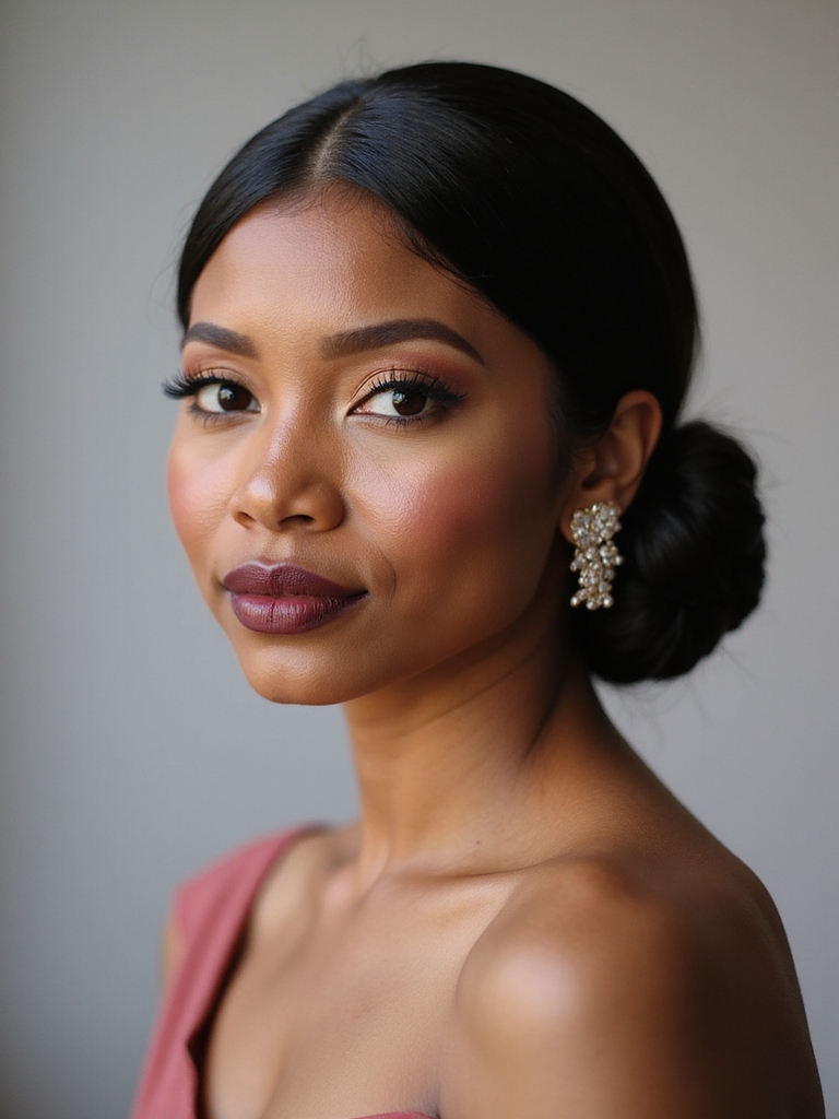 sleek centered low bun