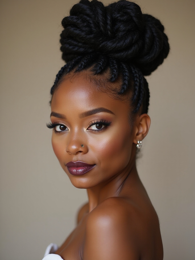 sleek cornrows into bun