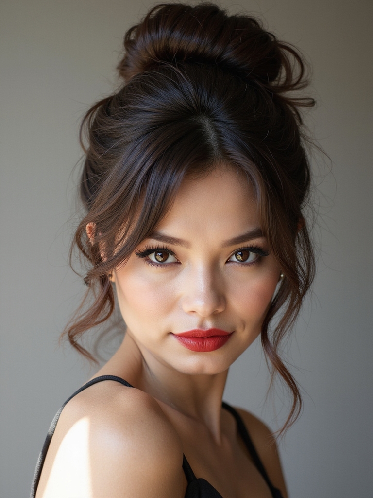 sleek dramatic high bun