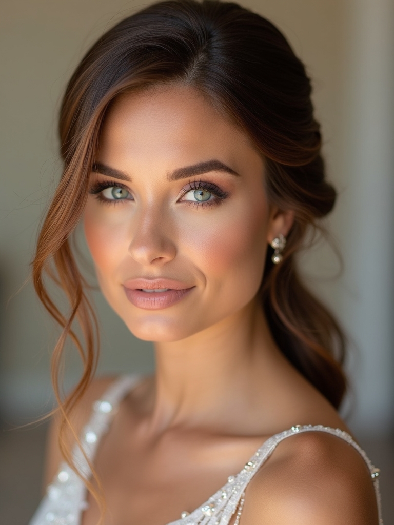 sleek glossy half up hairstyle