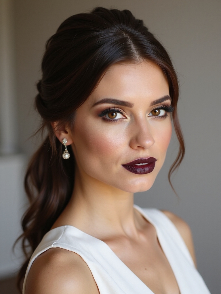 sleek glossy low ponytail