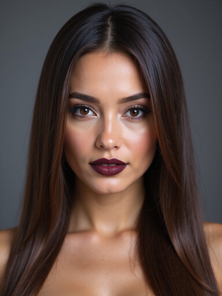 sleek glossy straight bridal hairstyle