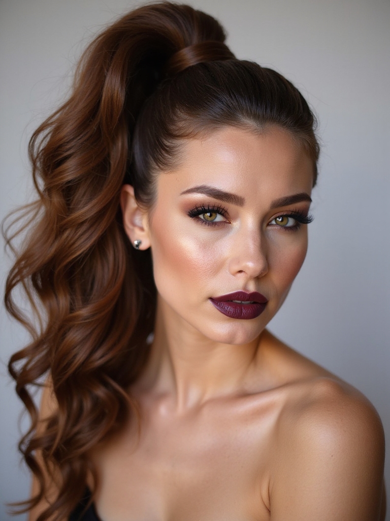 sleek high gloss statement ponytail