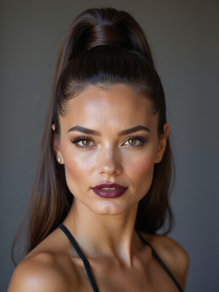 sleek high ponytail with wrap