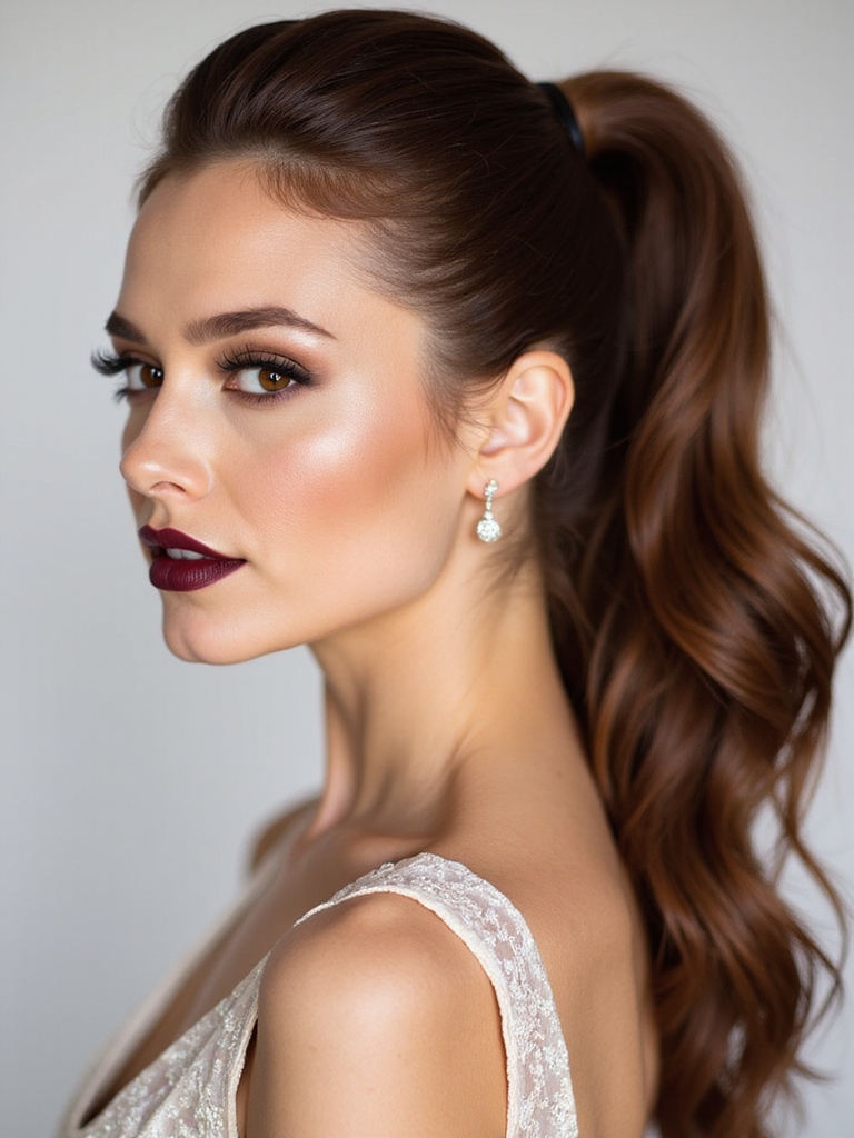 sleek high wrapped ponytail