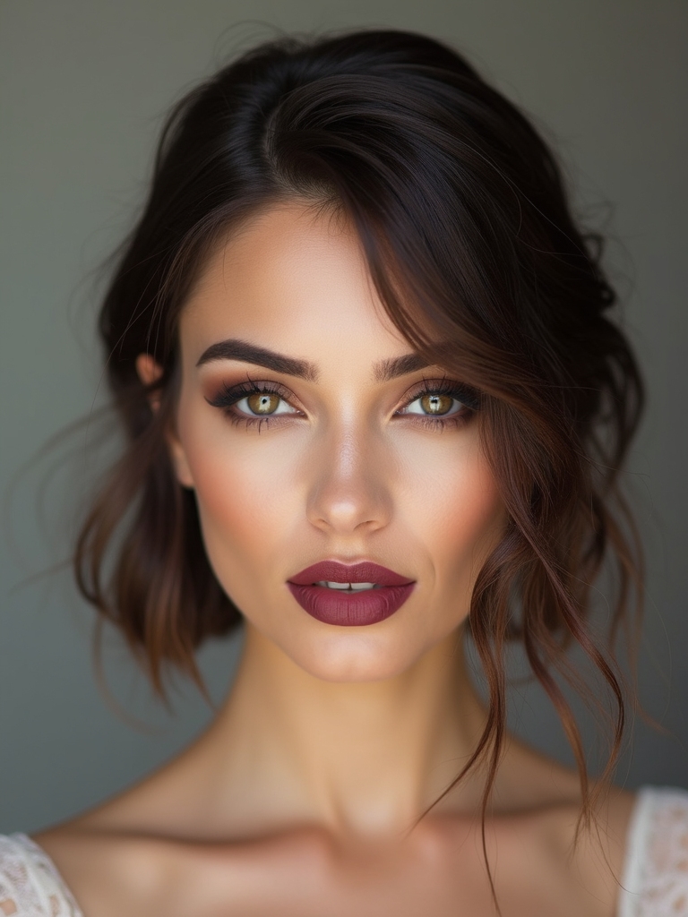 sleek lob with minimalist veil
