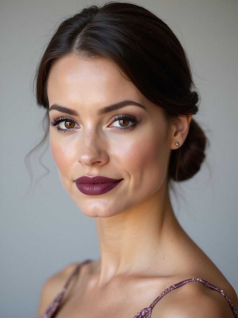 sleek low center part bun