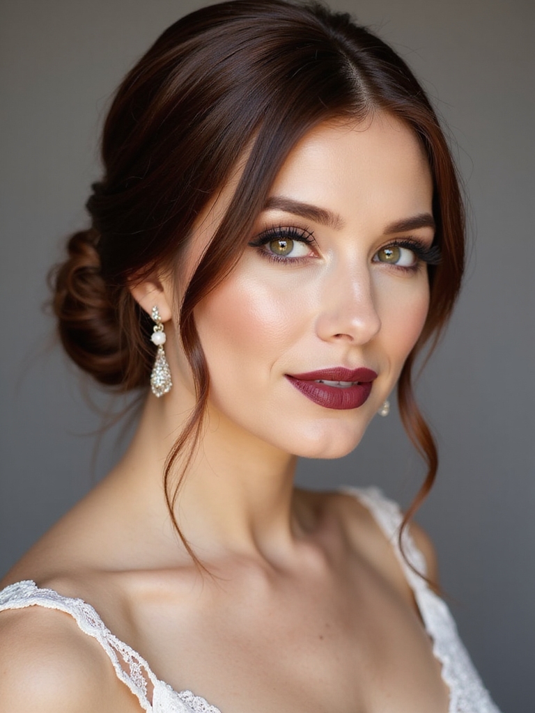 sleek low ponytail with tendrils