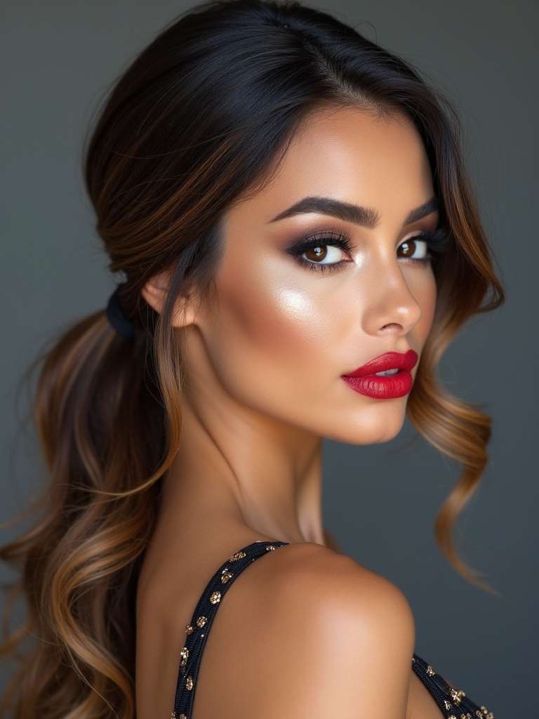 sleek low ponytail wrapped