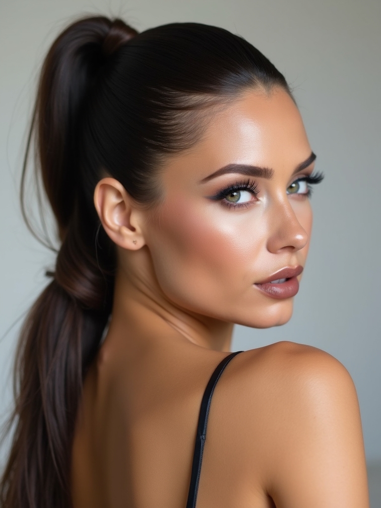 sleek low twisted ponytail