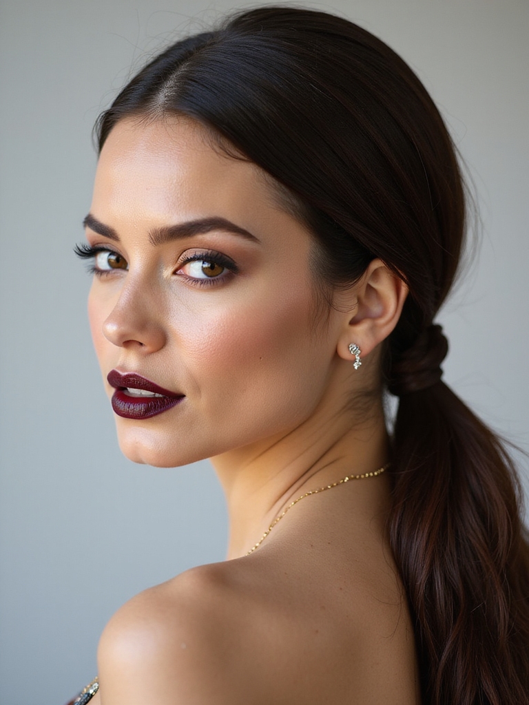 sleek low twisted ponytail