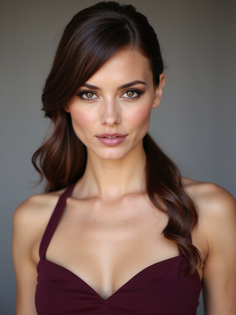 sleek mid height wrapped ponytail