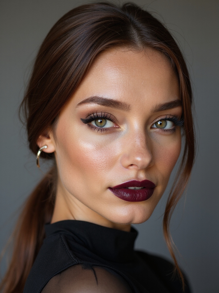 sleek middle part low ponytail
