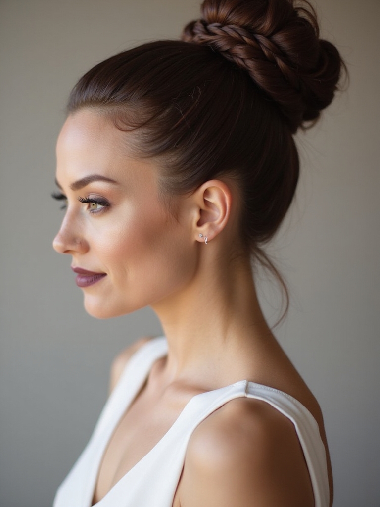 sleek modern bridal bun