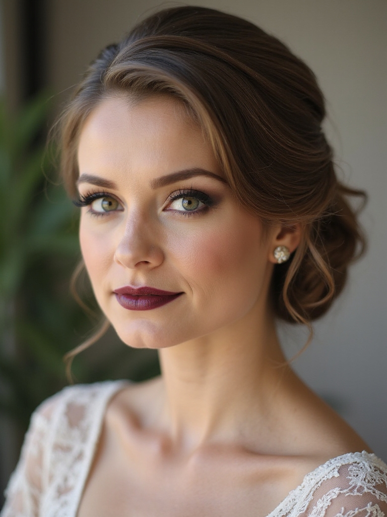 sleek modern bridal chignon