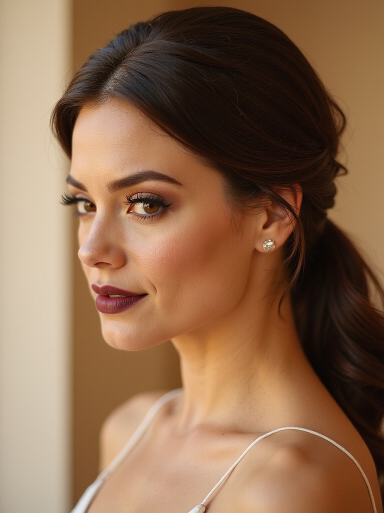 sleek modern low ponytail