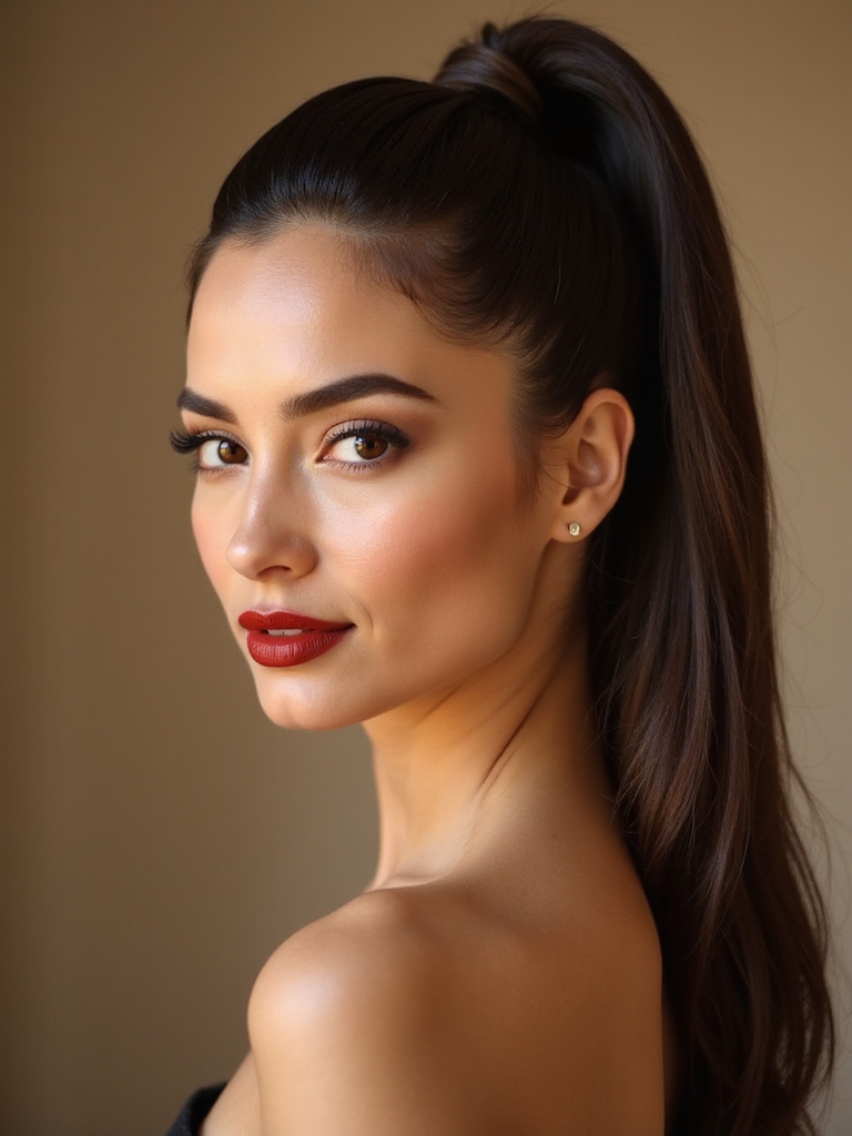 sleek polished hidden elastic ponytail