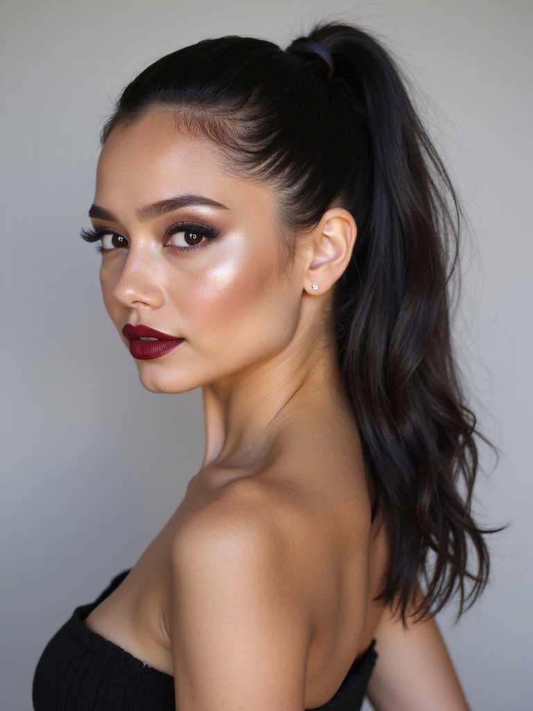 sleek polished high ponytail