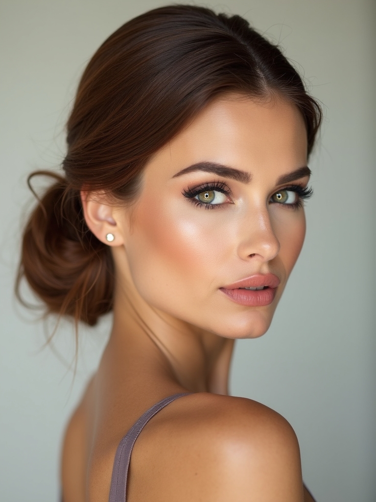 sleek polished low nape bun